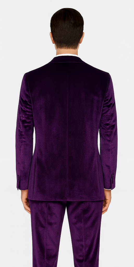 Men’s Purple Velvet Suit – 2-Piece Slim Fit Tuxedo Style Wedding & Prom Formalwear by Tazzio