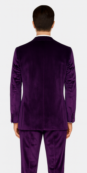 Men’s Purple Velvet Suit – 2-Piece Slim Fit Tuxedo Style Wedding & Prom Formalwear by Tazzio