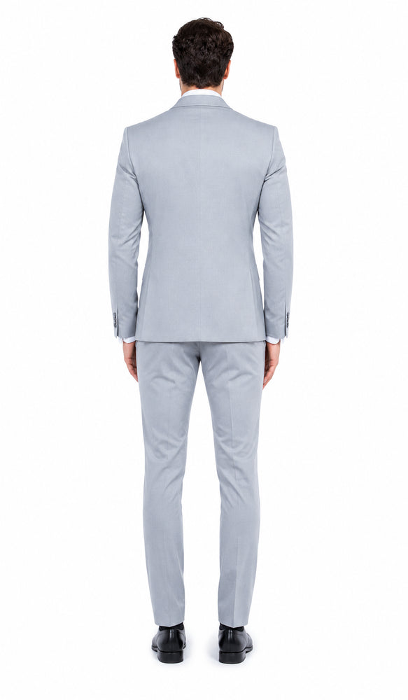 Men’s Silver Dinner Jacket – Satin Peak Lapel Tuxedo Blazer for Weddings, Prom & Formal Events in color silver grey