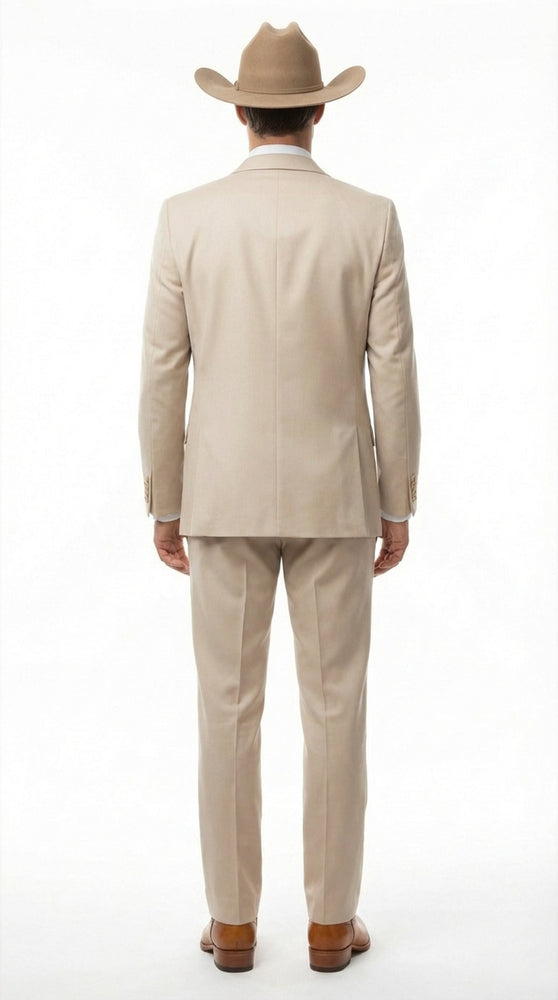Men’s Tan Cowboy Three Piece Suit – Western Style Wedding and Formal Vested Suit