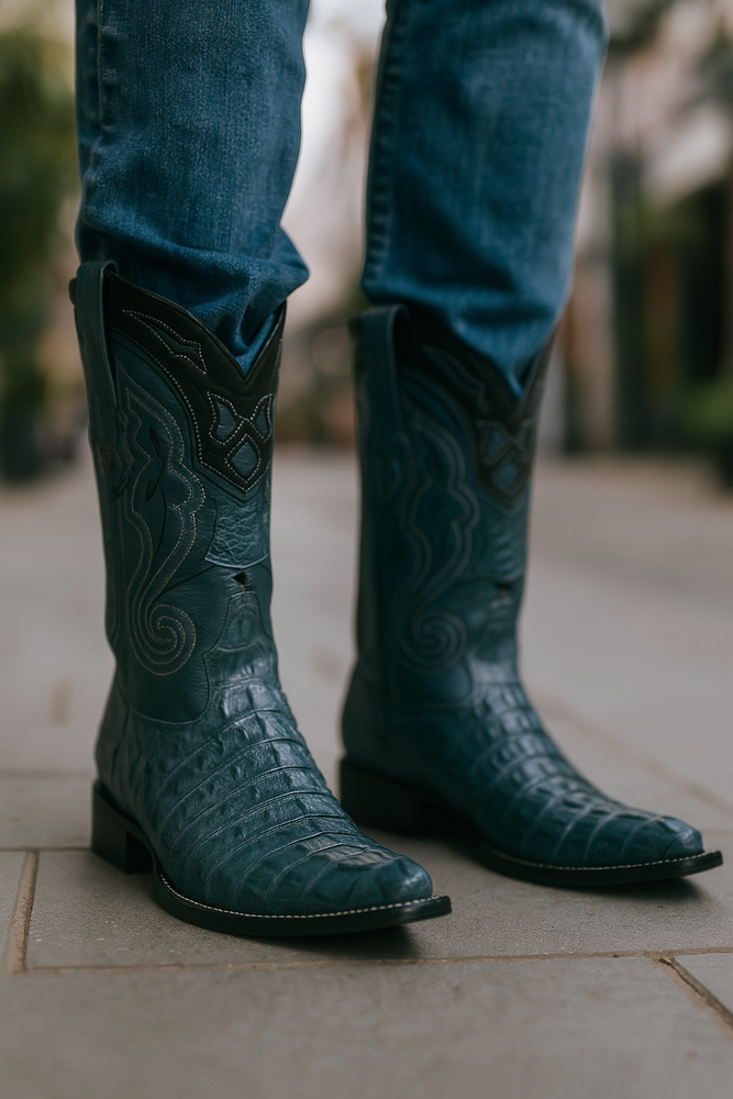 Men's Wild West Caiman Tail Skin 3X Toe Boots 29501-B