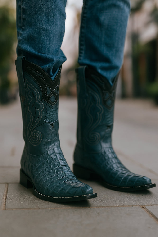 Men's Wild West Caiman Tail Skin 3X Toe Boots 29501-B