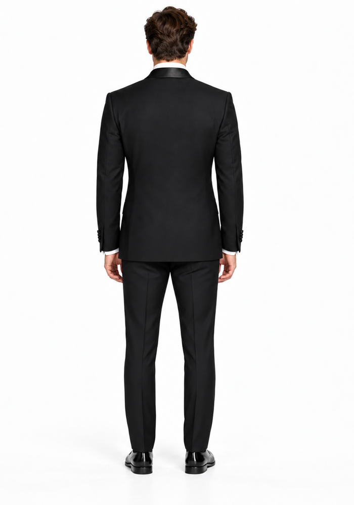 Men Six Button Black Double Breasted Tuxedo – 2 Piece