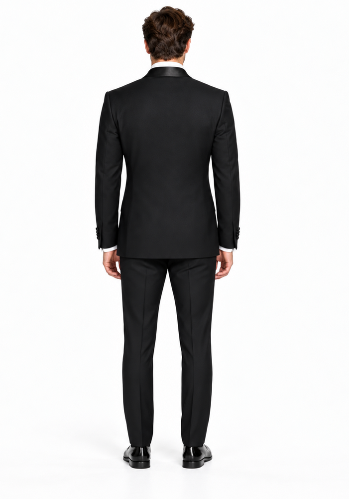Men Six Button Black Double Breasted Tuxedo – 2 Piece