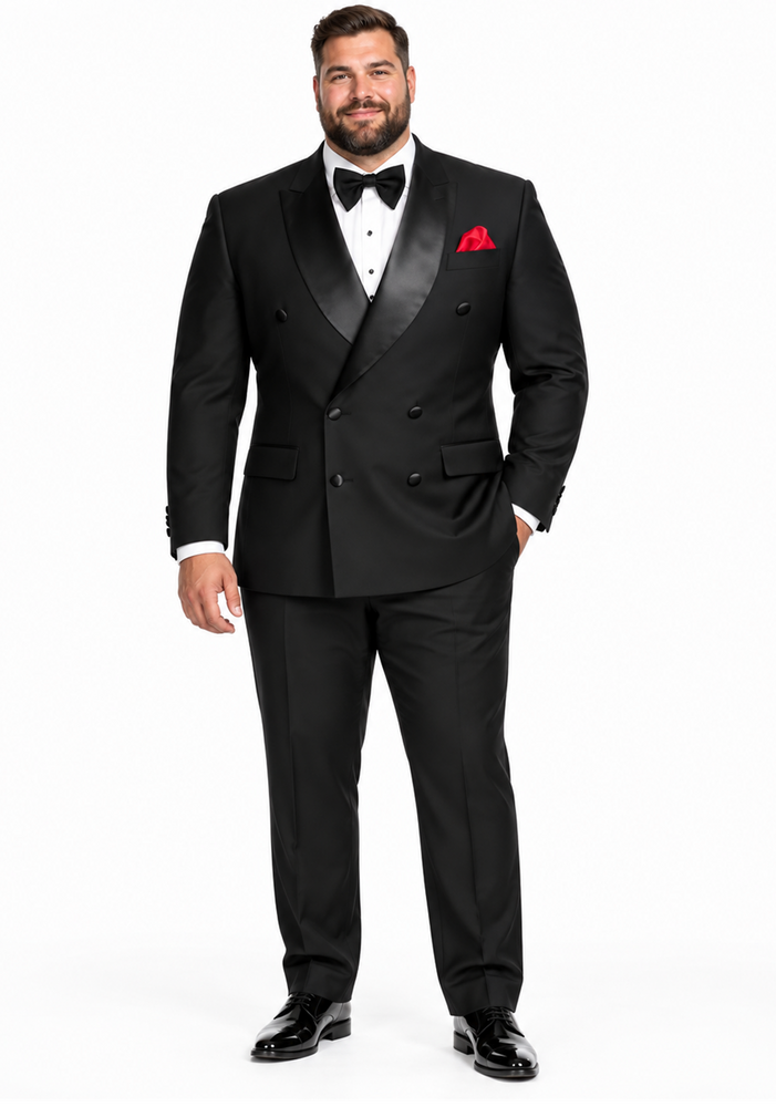 Men Six Button Black Double Breasted Tuxedo – 2 Piece