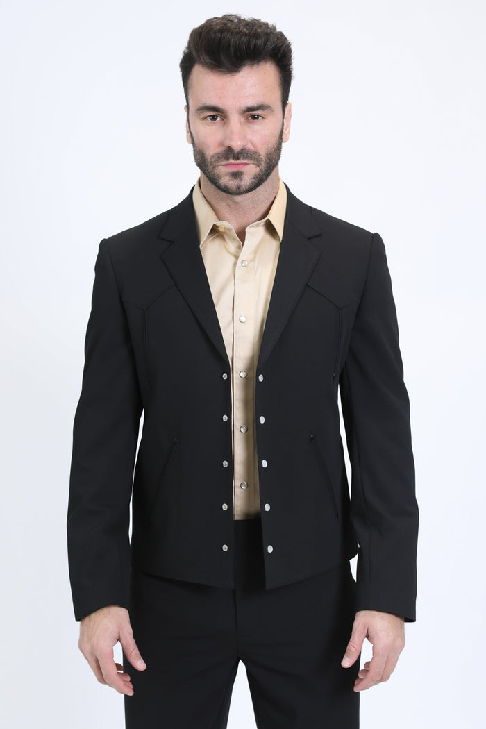 Men’s Western Black Formal Suit – Classic Tailored Cowboy Look