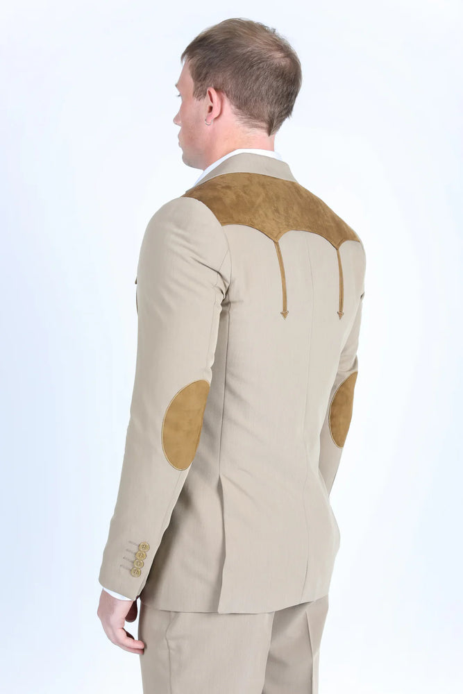 Mens Western Style Suit Coat – Premium Suede Yokes with Elbow Patch Detail