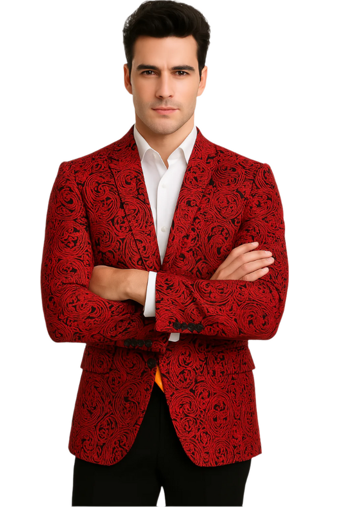 Big and Tall Tuxedo Fashionable Paisley Tuxedo Sparkling Pattern Blazer Available In Big and Tall Sizes