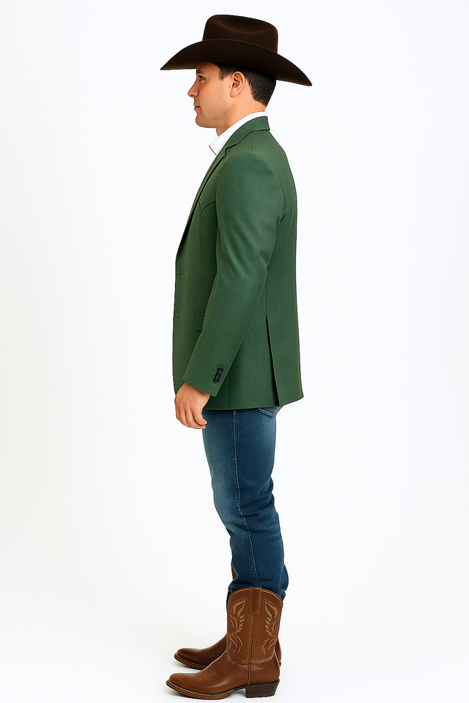Western Blazer - Saco Para Hombre - Mens Double Button Western Green Blazer