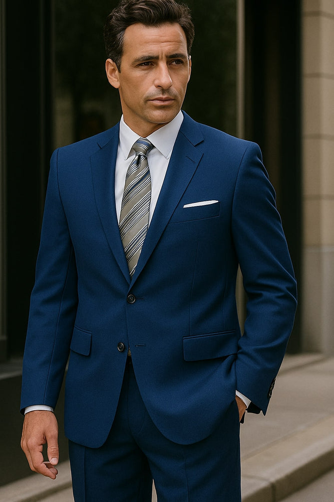 Authentic Statement Brand Men's 2 Button Suit Black- High End Suits - High Quality Suits