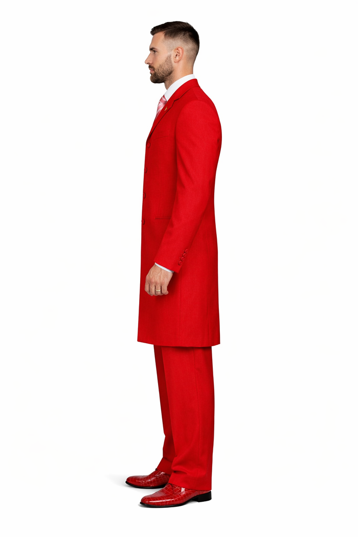 "Red Zoot Suit for Men - 2PC Classic Long Fashion"