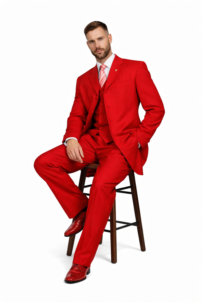 "Red Zoot Suit for Men - 2PC Classic Long Fashion"