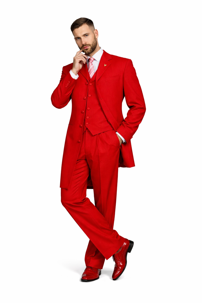 "Red Zoot Suit for Men - 2PC Classic Long Fashion"