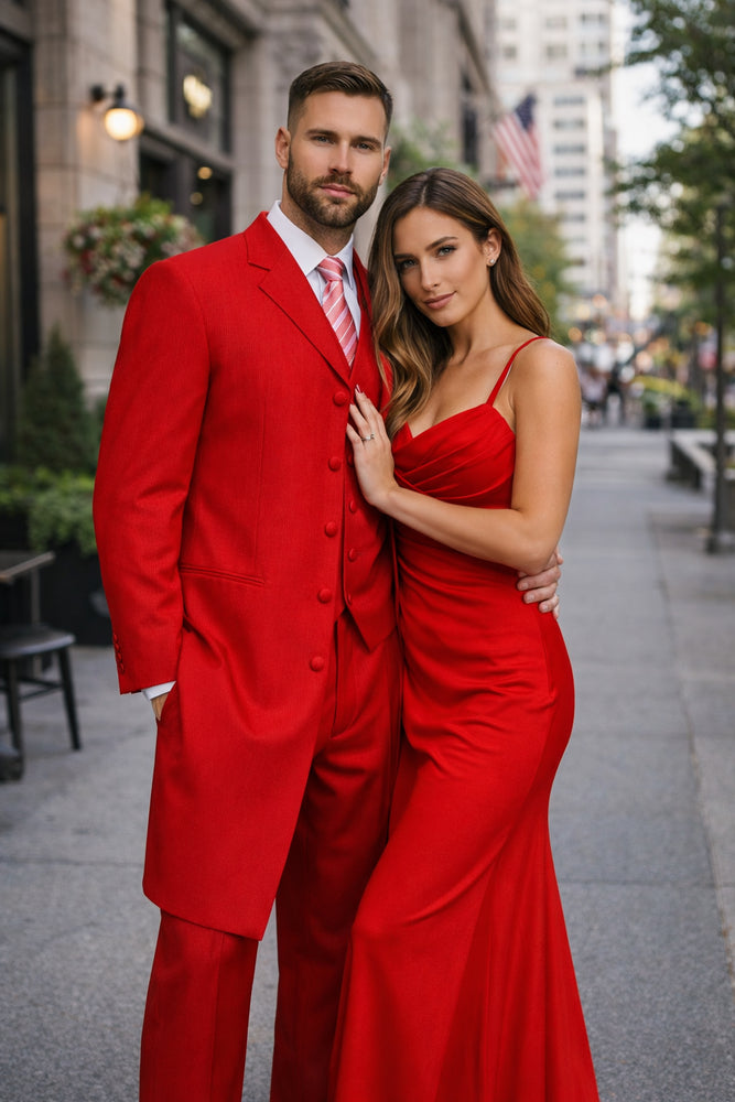 "Red Zoot Suit for Men - 2PC Classic Long Fashion"