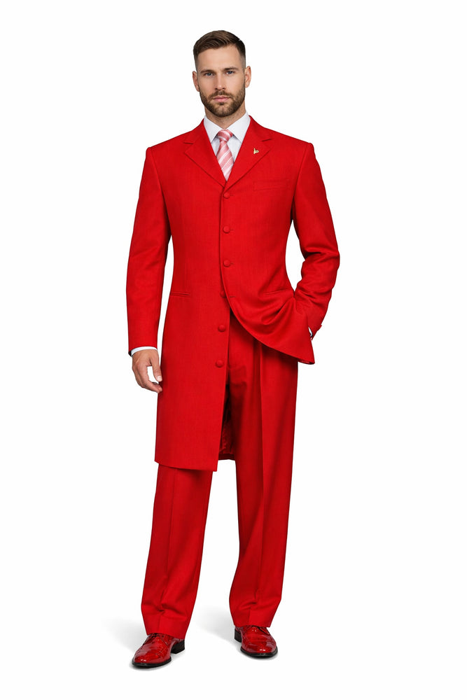 "Red Zoot Suit for Men - 2PC Classic Long Fashion"