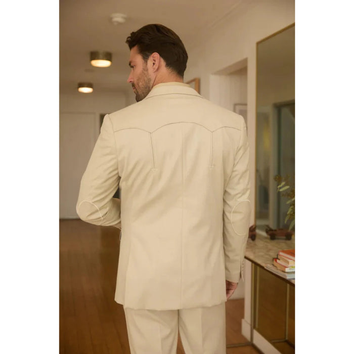 Men’s Beige Platini Western Sport Suit with Classic Elbow Patches
