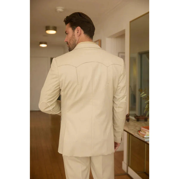 Men’s Beige Platini Western Sport Suit with Classic Elbow Patches