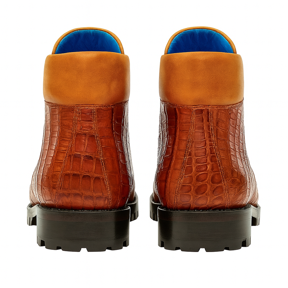 Men's Belvedere Gallardo Caiman Crocodile Dress Hiker Boot in Sport Rust
