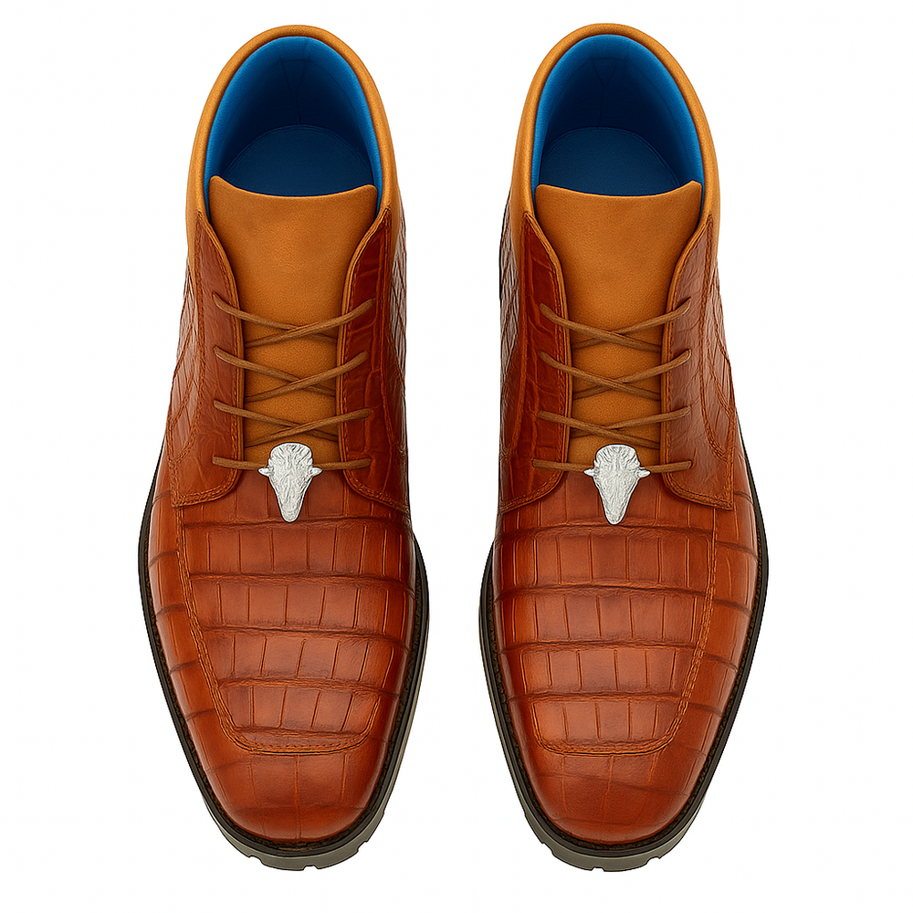 Men's Belvedere Gallardo Caiman Crocodile Dress Hiker Boot in Sport Rust