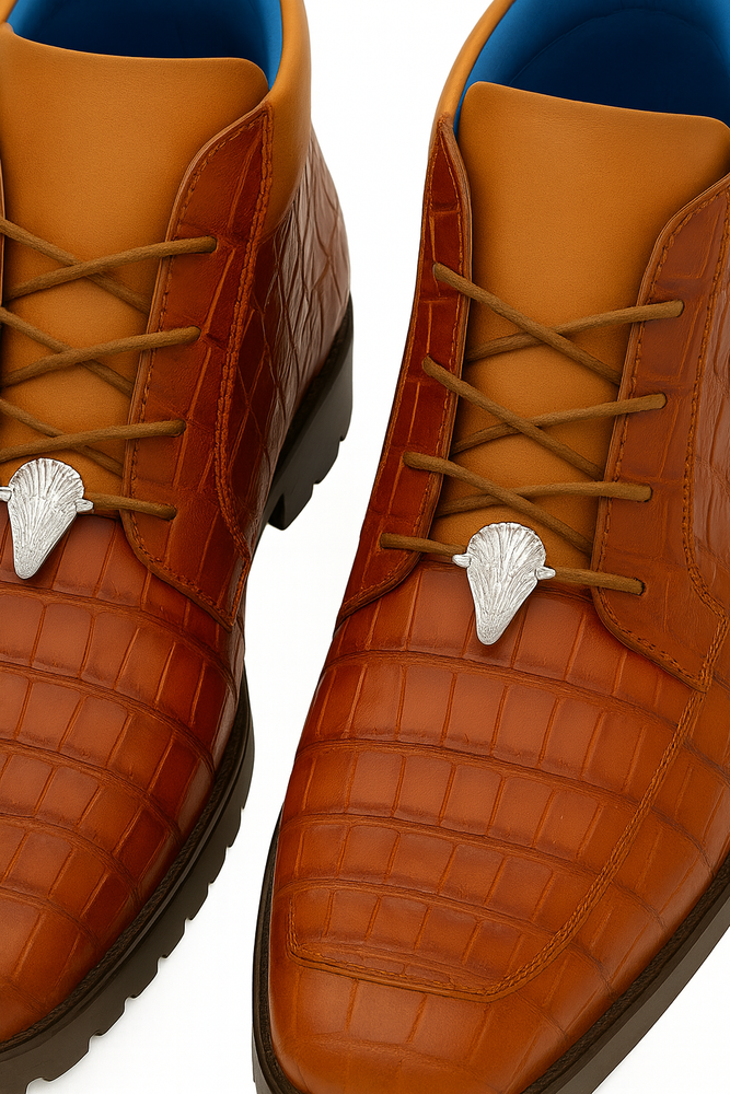 Men's Belvedere Gallardo Caiman Crocodile Dress Hiker Boot in Sport Rust