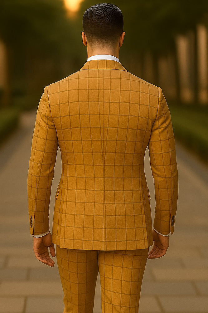 Men's Black and White Pattern Plaid ~ Windowpane Men's Double Breasted Suits Jacket Blazer ~ Sport Coat