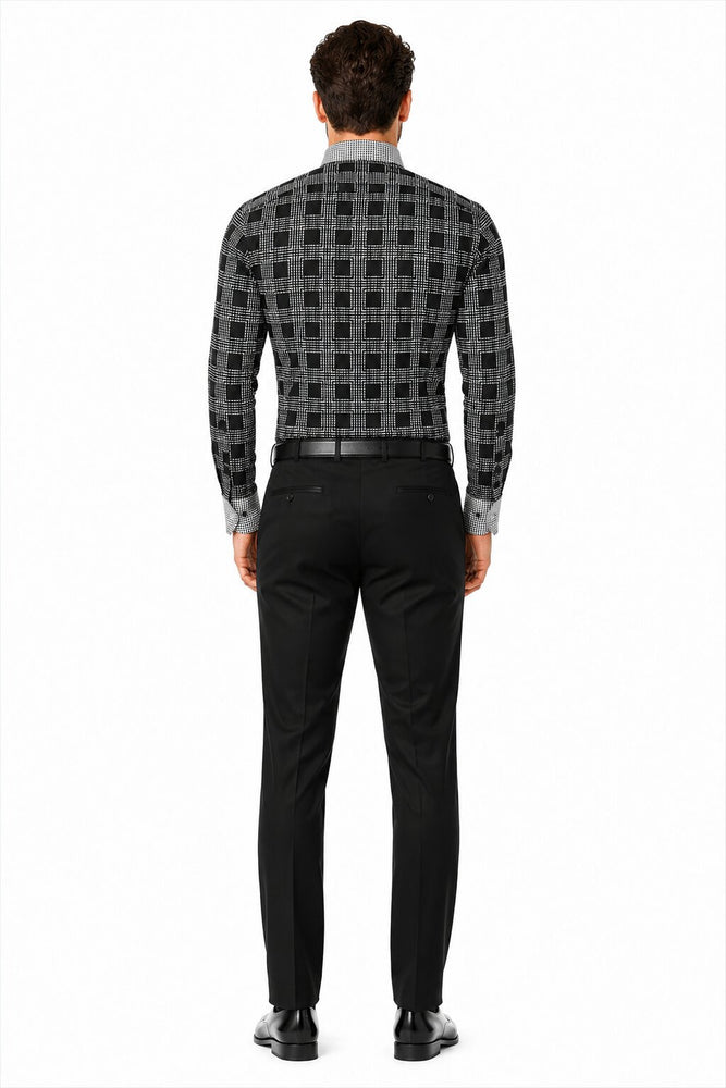 Daniel Ellissa Ds3779BP2 Men's French Cuff Black Men's Dress Shirt