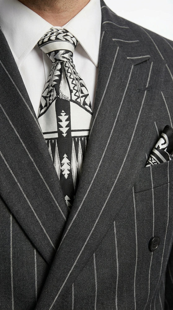 Mens Black Pinstripe AI Capone Suit – Vintage 1920s Gangster Style