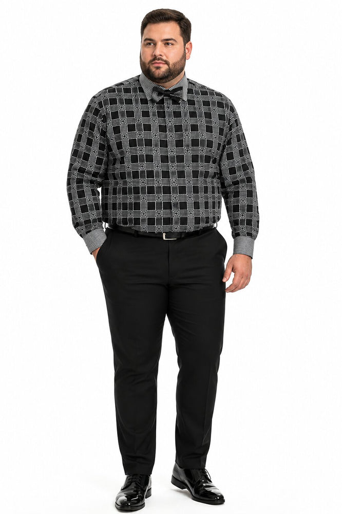 Daniel Ellissa Ds3779BP2 Men's French Cuff Black Men's Dress Shirt
