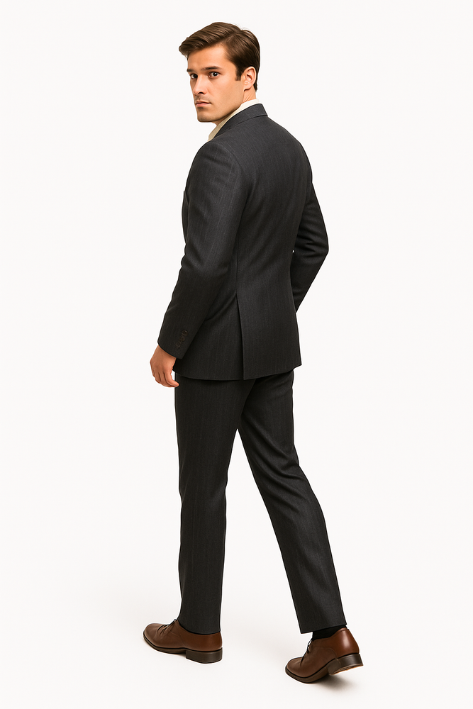 Men's Black Two Buttons Plaid ~ Window Pane Cheap Priced Business Suits Clearance Sale Pleated Pants Regular Cut