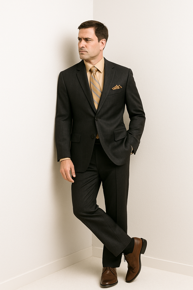 Men's Black Two Buttons Plaid ~ Window Pane Cheap Priced Business Suits Clearance Sale Pleated Pants Regular Cut