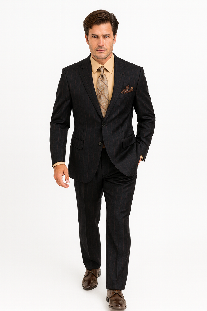 Men's Black Two Buttons Plaid ~ Window Pane Cheap Priced Business Suits Clearance Sale Pleated Pants Regular Cut