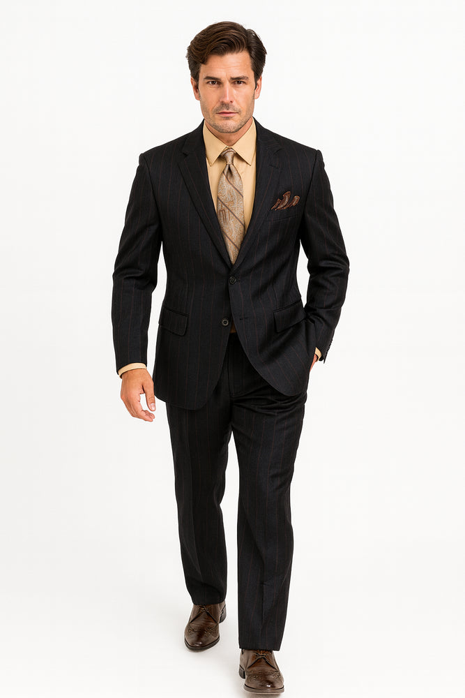 Men's Black Two Buttons Plaid ~ Window Pane Cheap Priced Business Suits Clearance Sale Pleated Pants Regular Cut