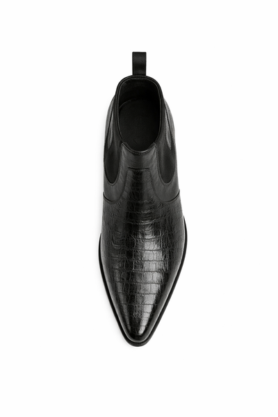 Men's Black Vestigium Boots Genuine Caiman Belly Chelsea Boots