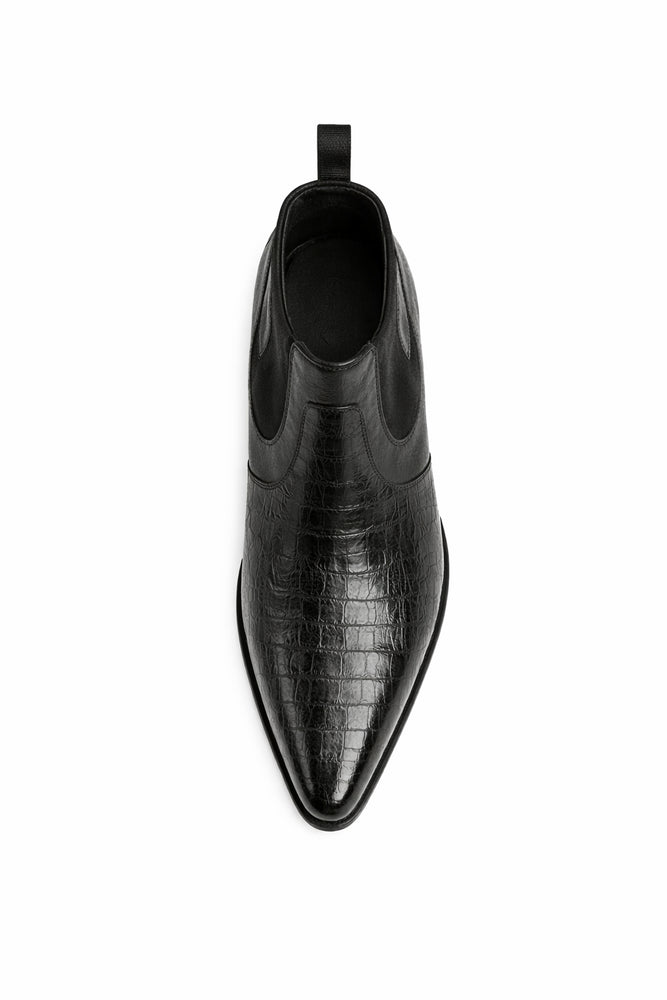 Men's Black Vestigium Boots Genuine Caiman Belly Chelsea Boots
