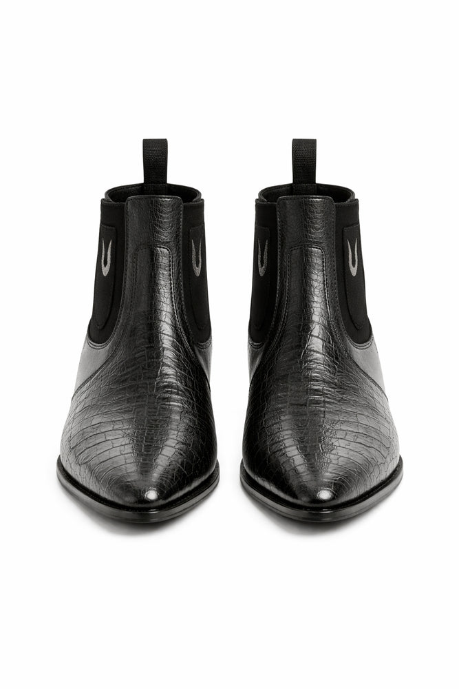 Men's Black Vestigium Boots Genuine Caiman Belly Chelsea Boots