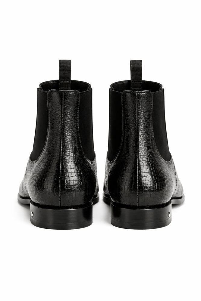 Men's Black Vestigium Boots Genuine Caiman Belly Chelsea Boots