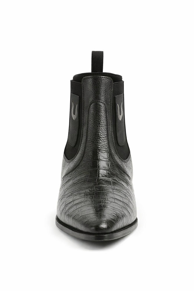 Men's Black Vestigium Boots Genuine Caiman Belly Chelsea Boots