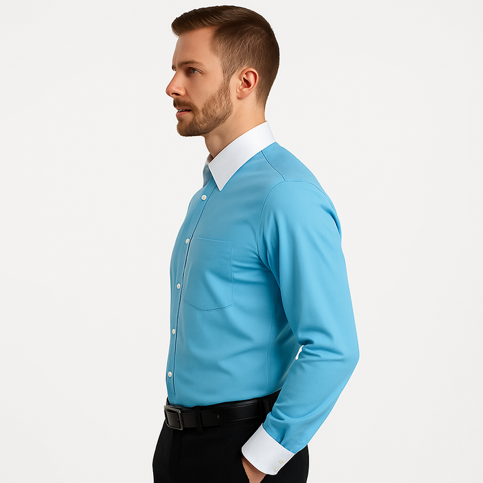 Classic Stylish Fashionable -White Collar Two Toned Contrast white collars Multi-color Men's Dress Shirt