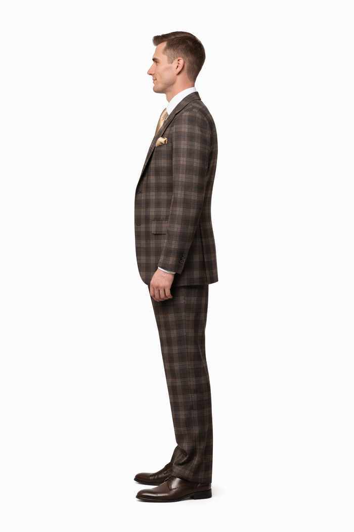 Brown & Blue Highland Plaid 3-Piece Tailored Heritage Suit