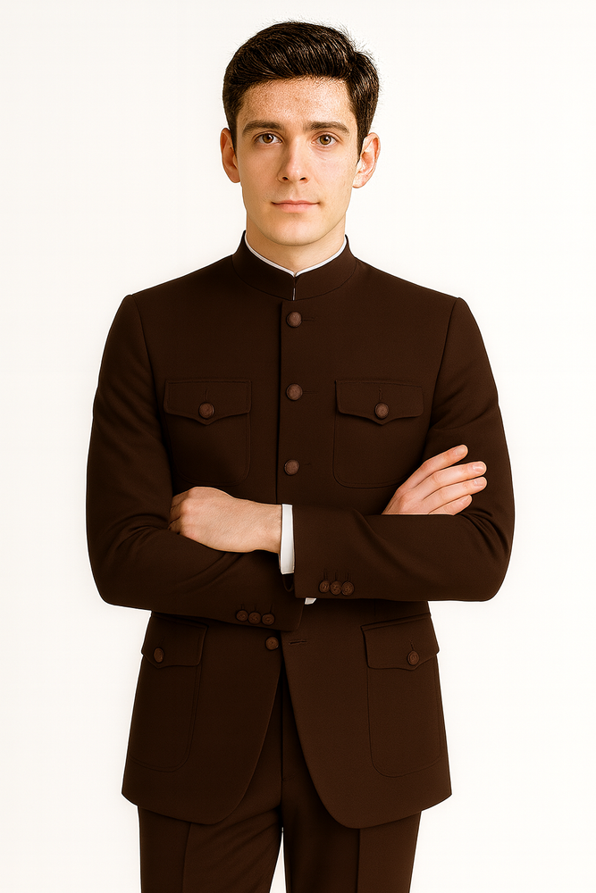 Apollo King Men's 2 Piece Nehru Style Suit Fashion Pockets