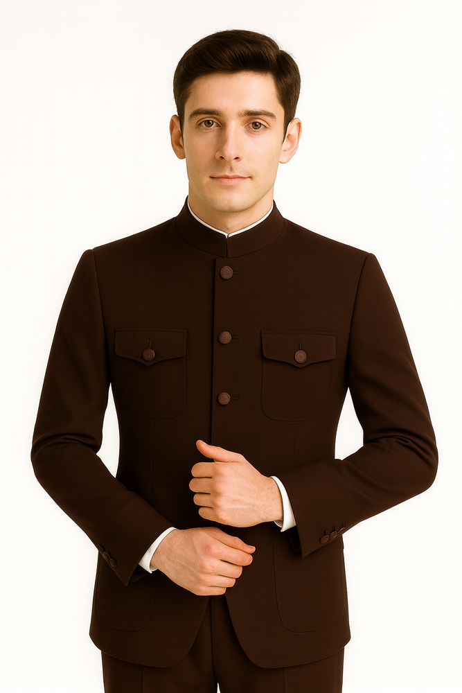 Apollo King Men's 2 Piece Nehru Style Suit Fashion Pockets