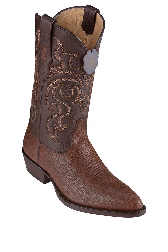 Men's Brown Sharkskin J-Toe Cowboy Boots: Los Altos Western Dress Boots