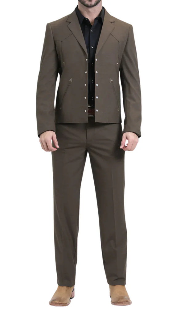 Men’s Brown Western Suit Set – Classic 2 Piece Formal Suit for Weddings and Business