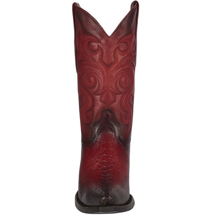 Men's Burgundy Ostrich Leg Cowboy Boots: Snip Toe Western Dress Boots by Los Altos