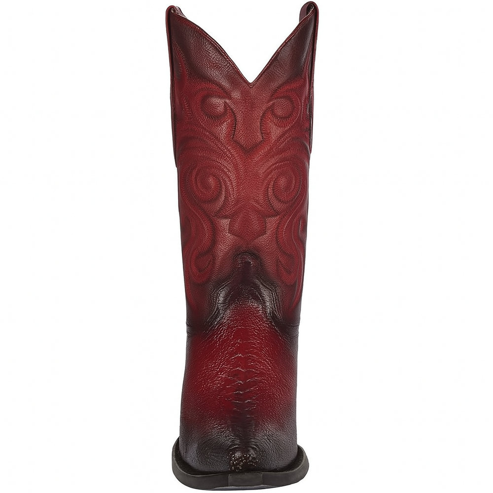 Men's Burgundy Ostrich Leg Cowboy Boots: Snip Toe Western Dress Boots by Los Altos