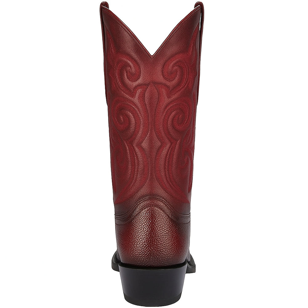 Men's Burgundy Ostrich Leg Cowboy Boots: Snip Toe Western Dress Boots by Los Altos