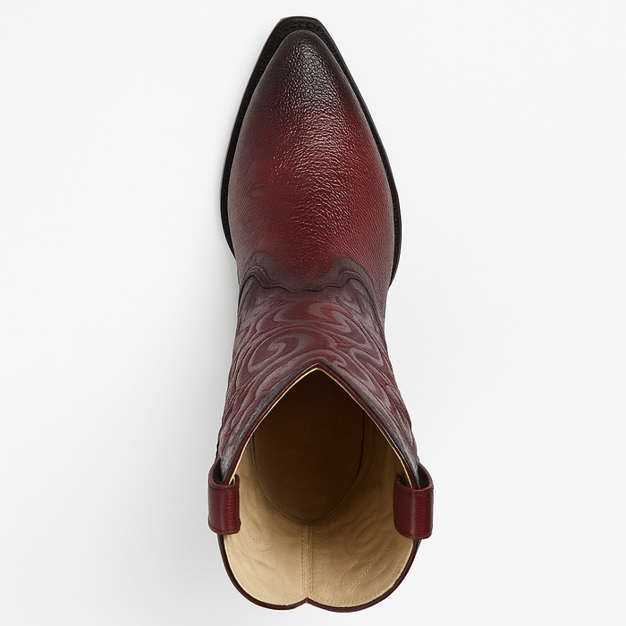 Men's Burgundy Ostrich Leg Cowboy Boots: Snip Toe Western Dress Boots by Los Altos