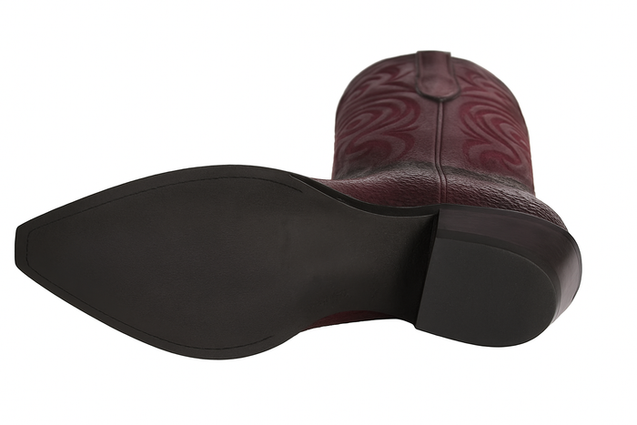 Men's Burgundy Ostrich Leg Cowboy Boots: Snip Toe Western Dress Boots by Los Altos