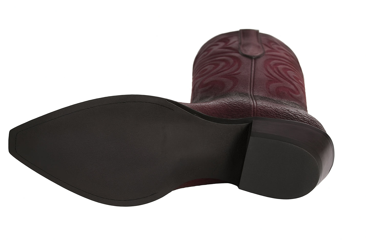 Men's Burgundy Ostrich Leg Cowboy Boots: Snip Toe Western Dress Boots by Los Altos