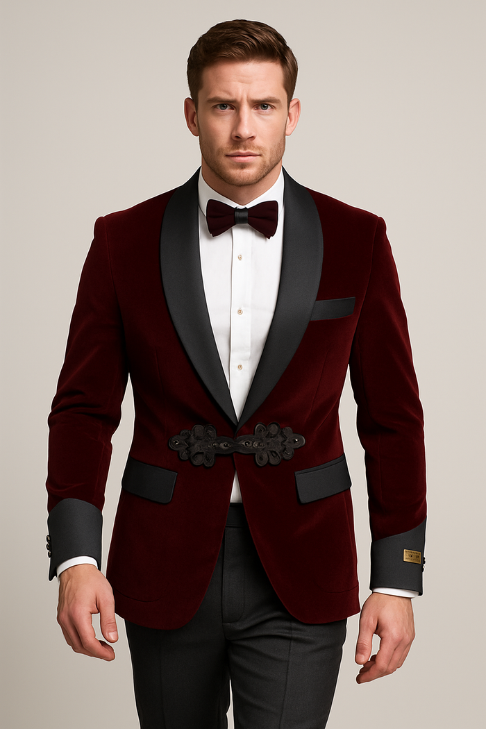 Burgundy ~ Maroon ~ Wine Wedding Blazer ~ Sport Jacket + Matching Bow Burgundy Tuxedo